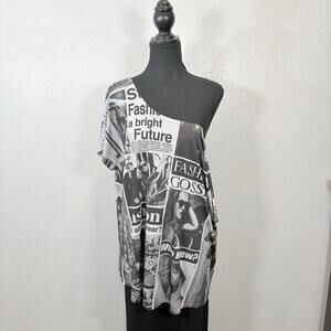 VINTAGE C'EST MOI Tabloid Subliminal Tunic Sz2X Metropolitan Androgynous Edgy